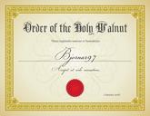 Holy Walnut certificate